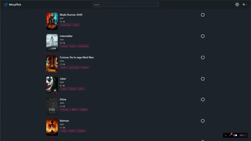 MovyFlick project screenshot